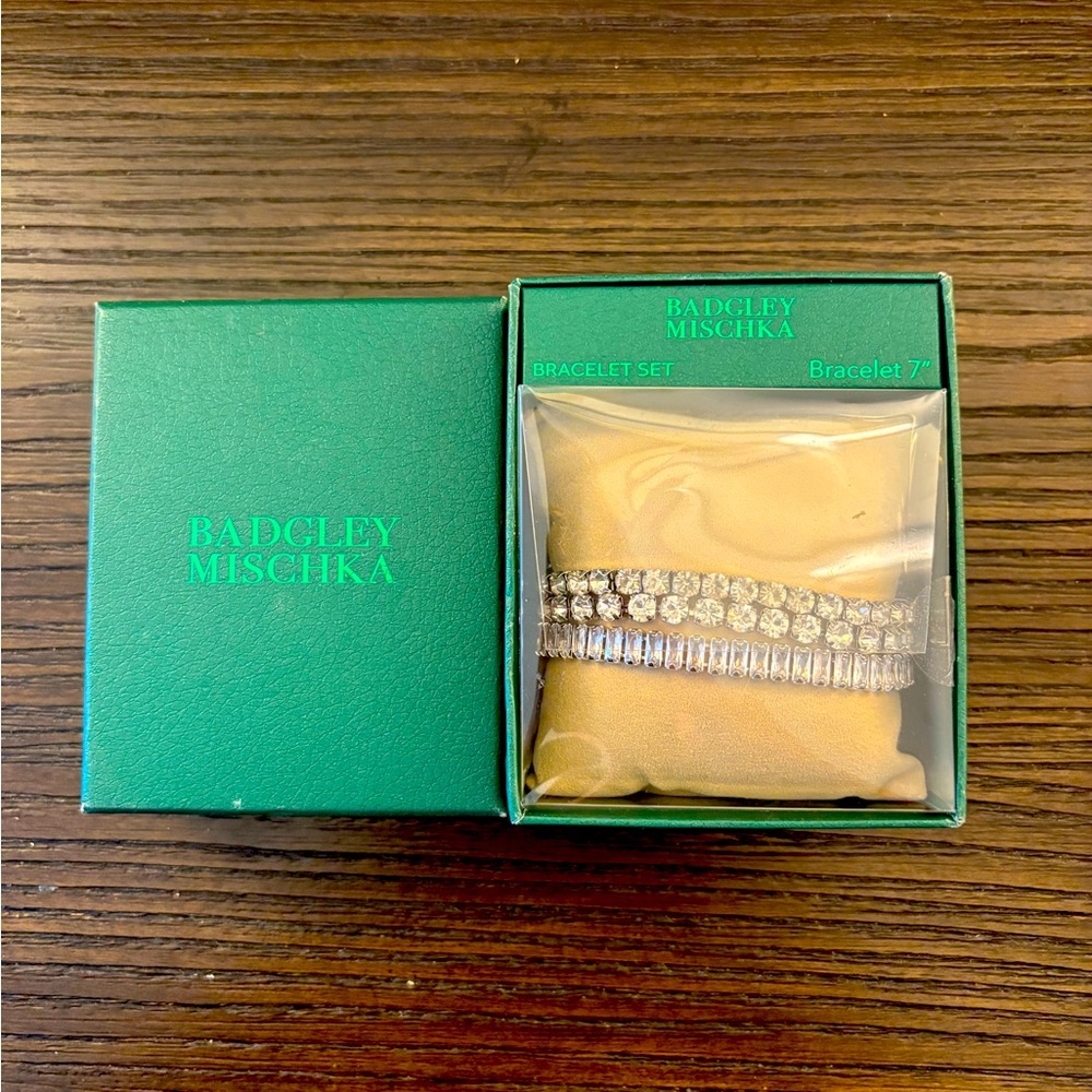 NEW Badgley Mischka Silver Bracelet Set